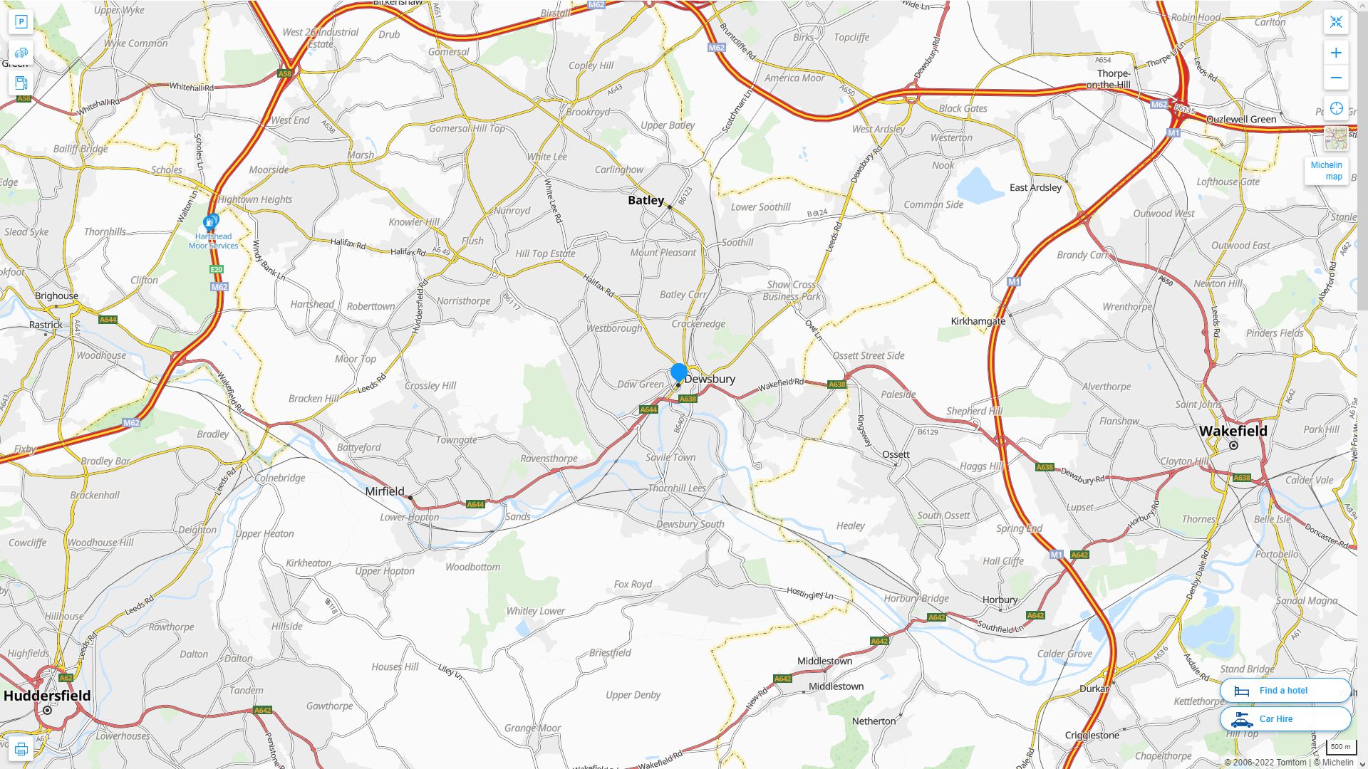 Dewsbury Highway and Road Map